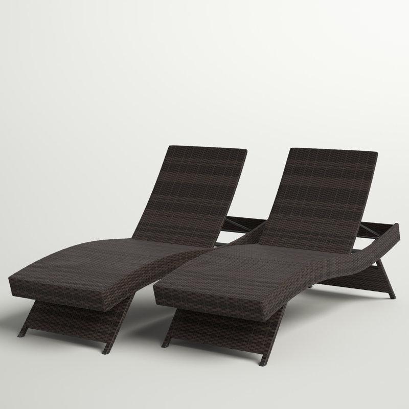 Kahverengi Rattan Katlanabilir 5 Kademeli 2li Set Şezlong - 171707