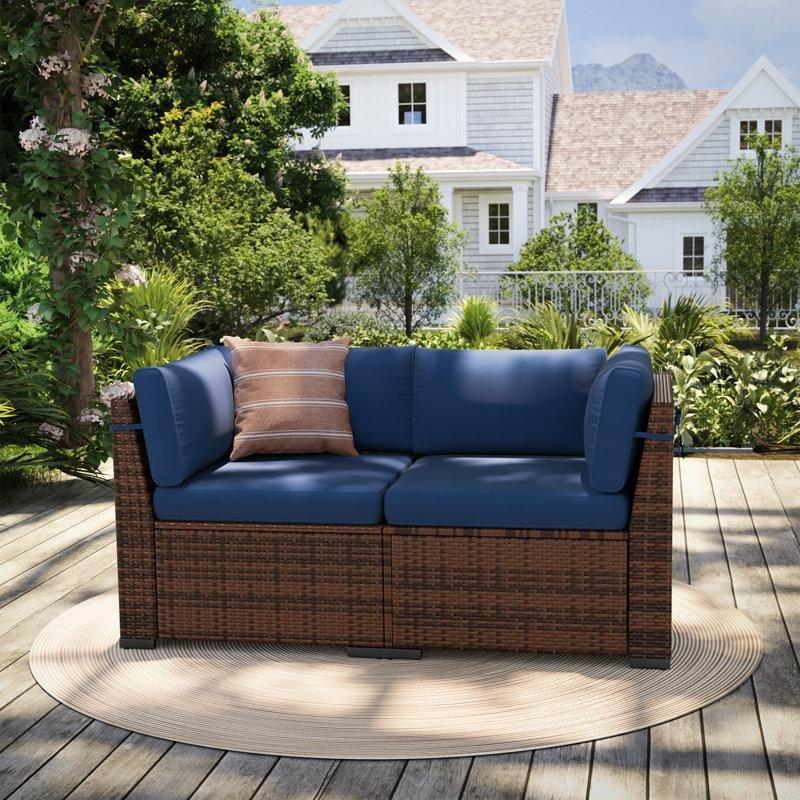 Kahverengi Rattan Mavi Minderli 2li Set Köşe Bahçe Sandalyesi - 71x71 cm - 174943 Kahverengi Rattan Mavi Minderli 2li Set Köşe Bahçe Sandalyesi - 71x71 cm - 174943