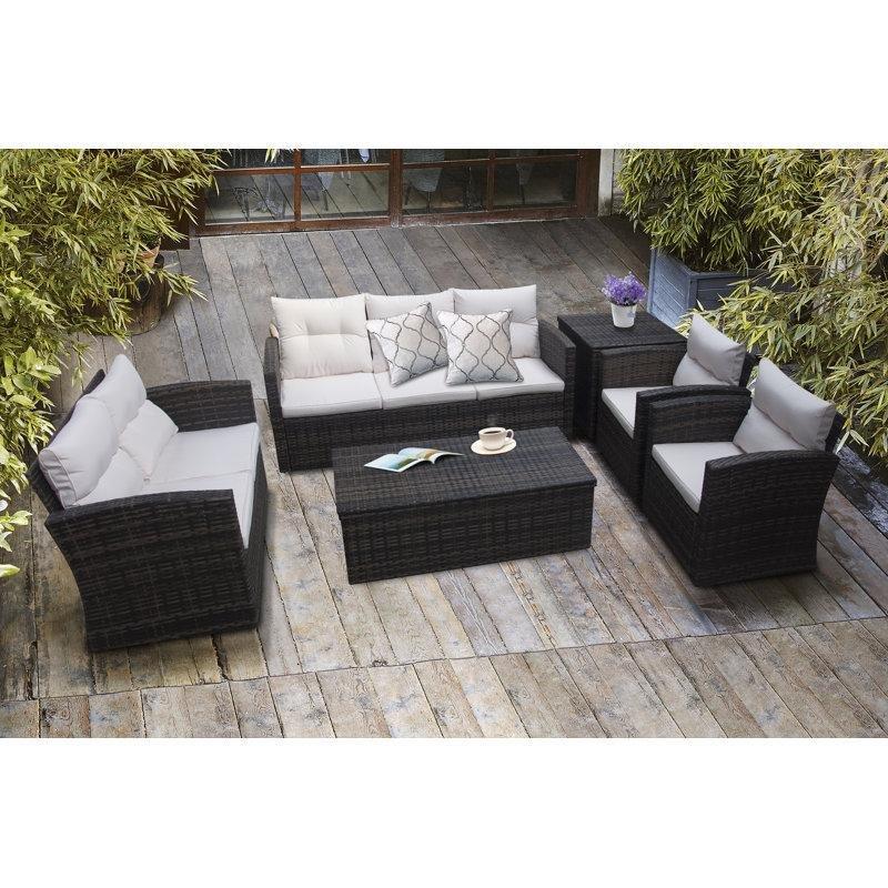 Kahverengi Rattan Metal Minderli 7 Kişilik Bahçe Takımı - 210996