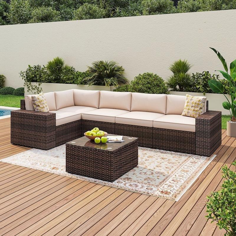 Kahverengi Rattan Metal Modüler 5 Kişilik Bahçe Takımı - 210599
