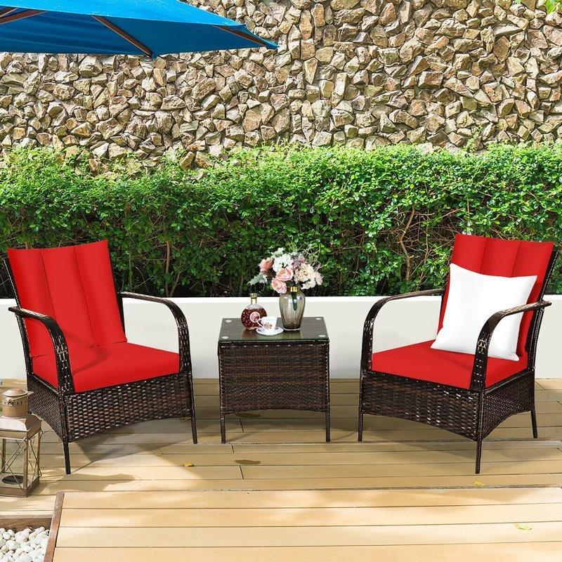Kahverengi Rattan Minderli 2 Kişilik Bahçe Takımı - 208883