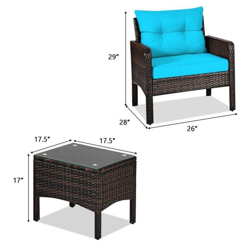Kahverengi Rattan Minderli 2 Kişilik Bahçe Takımı - 209896