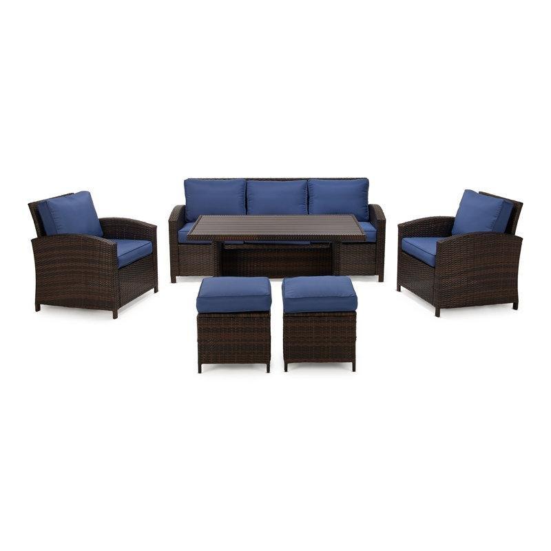 Kahverengi Rattan Minderli 5 Kişilik Metal Tablalı Bahçe Takımı - 212731