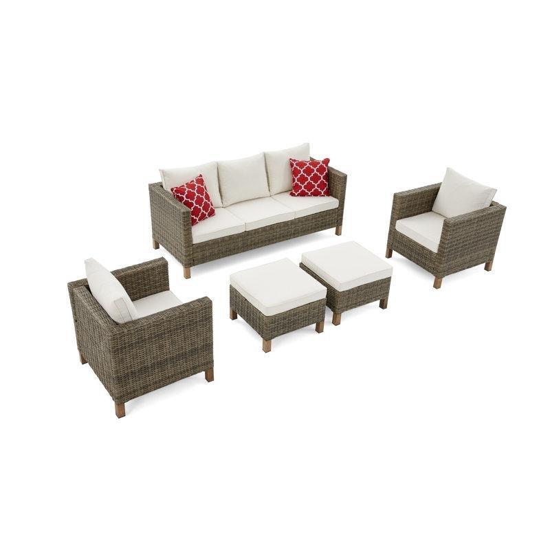 Kahverengi Rattan Minderli 5 Parça Bahçe Oturma Grubu - 211923