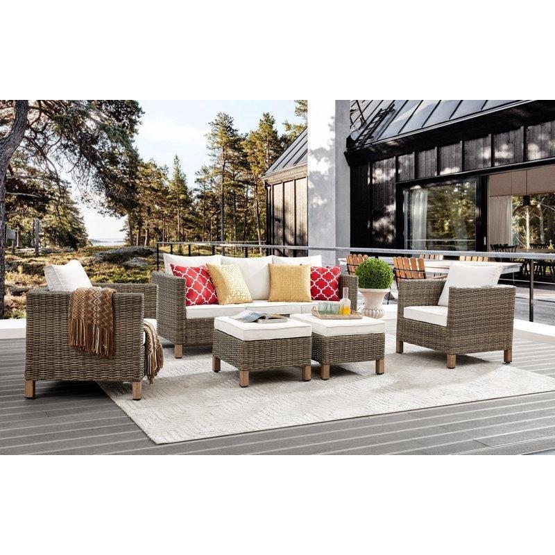 Kahverengi Rattan Minderli 5 Parça Bahçe Oturma Grubu - 211923