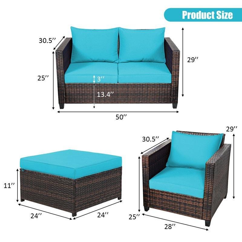 Kahverengi Rattan Minderli 6 Kişilik 5 Parça Bahçe Takımı - 210245