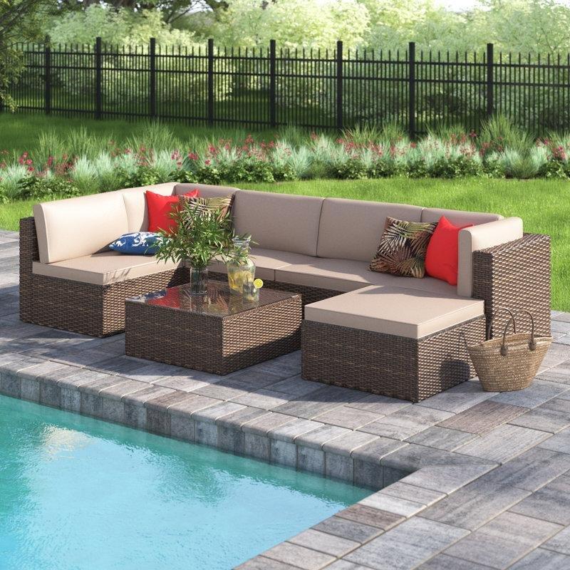 Kahverengi Rattan Minderli 6 Kişilik Modüler Bahçe Takımı - 209223