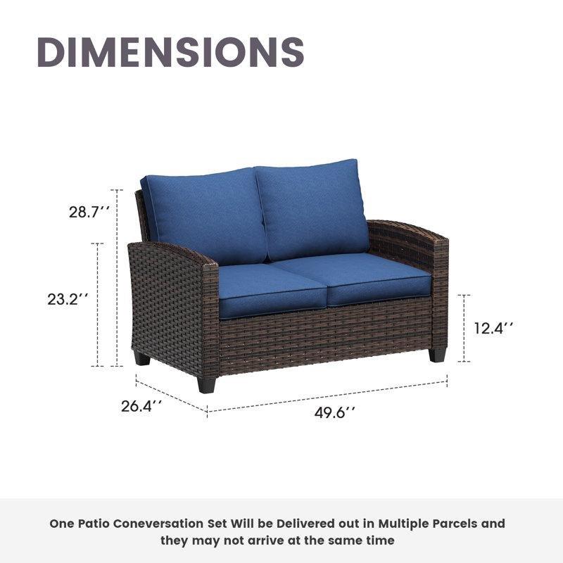 Kahverengi Rattan Minderli Hava Koşullarına Dayanıklı İkili Koltuk - 126 cm - 205695