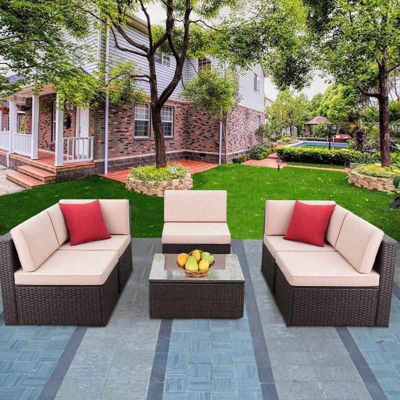 Kahverengi Rattan Minderli Modüler 5 Kişilik Bahçe Takımı - 208869
