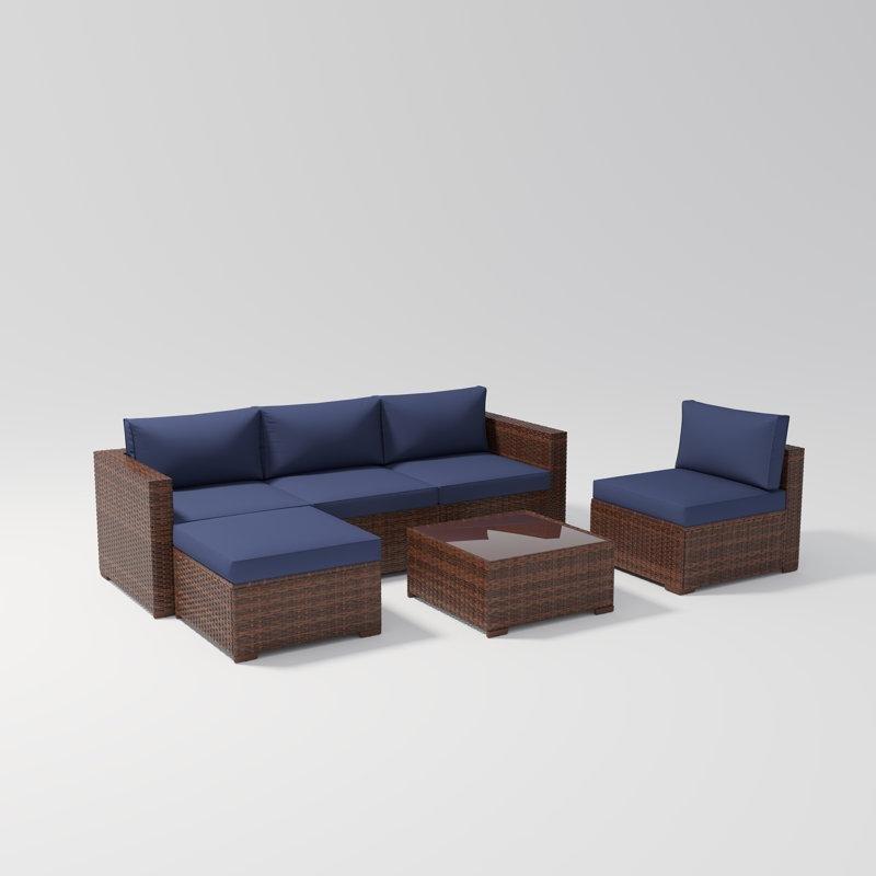 Kahverengi Rattan Modüler 4 Kişilik Minderli Bahçe Takımı - 212844