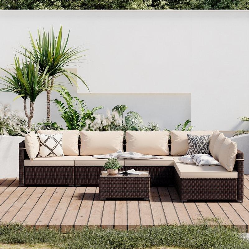 Kahverengi Rattan Modüler 6 Kişilik Bahçe Takımı - 210147