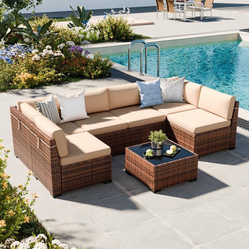 Kahverengi Rattan Modüler 7 Parça Bahçe Takımı - 212869