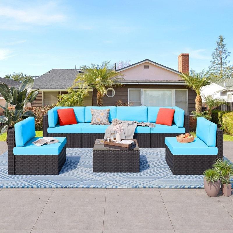 Kahverengi Rattan Modüler 7 Parça Bahçe Takımı - 212906