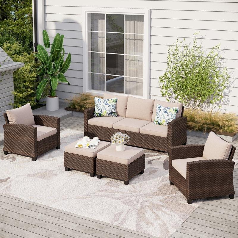 Kahverengi Rattan Modüler Ateş Çukurlu 7 Kişilik Bahçe Takımı - 212521