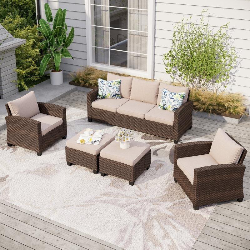 Kahverengi Rattan Modüler Ateş Çukurlu 7 Kişilik Bahçe Takımı - 212521