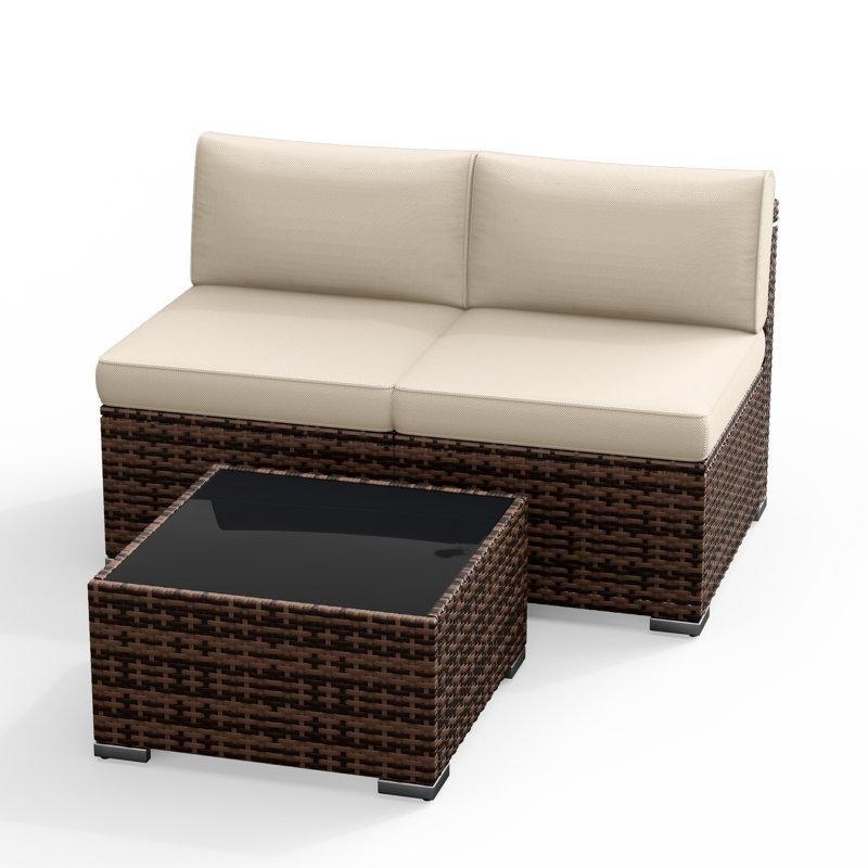 Kahverengi Rattan Modüler Masalı Köşe Bahçe Takımı - 209565