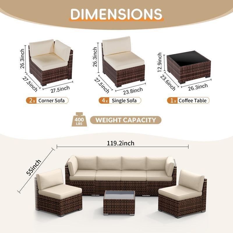 Kahverengi Rattan Modüler Masalı Köşe Bahçe Takımı - 209565