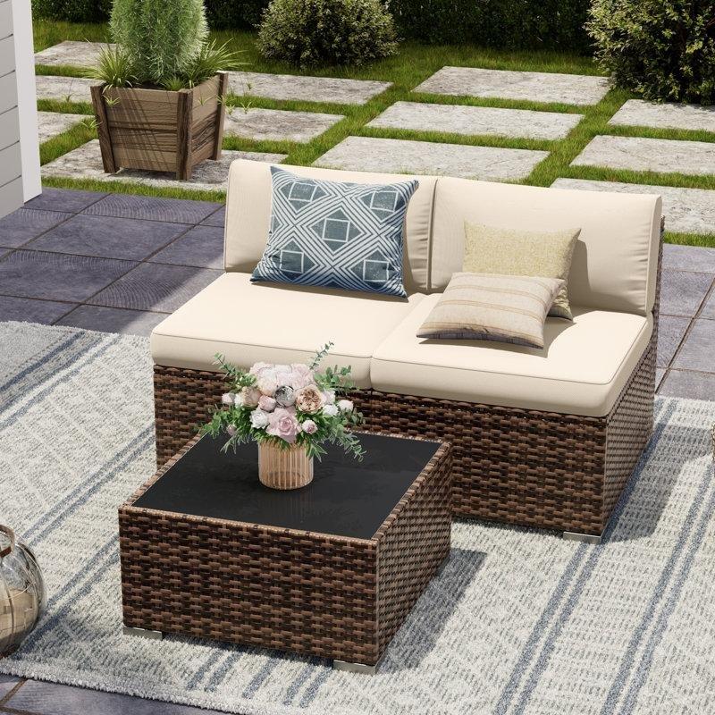 Kahverengi Rattan Modüler Masalı Köşe Bahçe Takımı - 209565