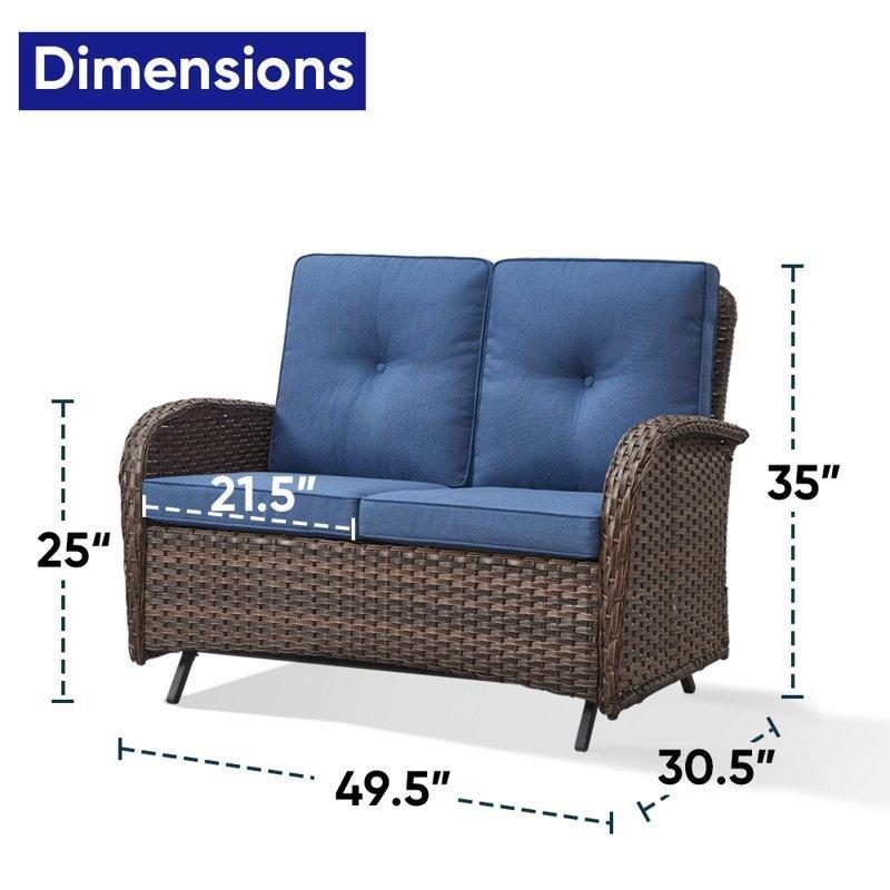 Kahverengi Rattan Sallanır Minderli İkili Koltuk - 126 cm - 205755