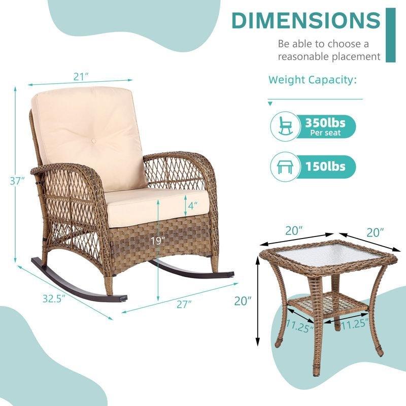 Kahverengi Rattan Sehpalı 2 Kişilik Sallanan Bahçe Takımı - 210082
