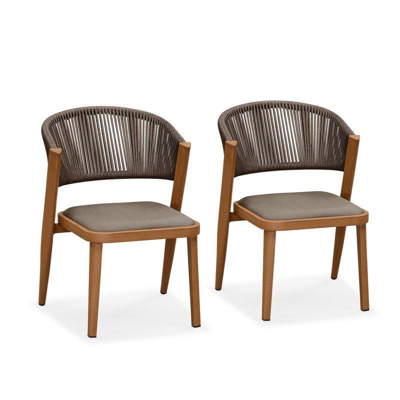 Kahverengi Rattan ve Alüminyum Minderli 2li Set Bahçe Sandalyesi - 173639