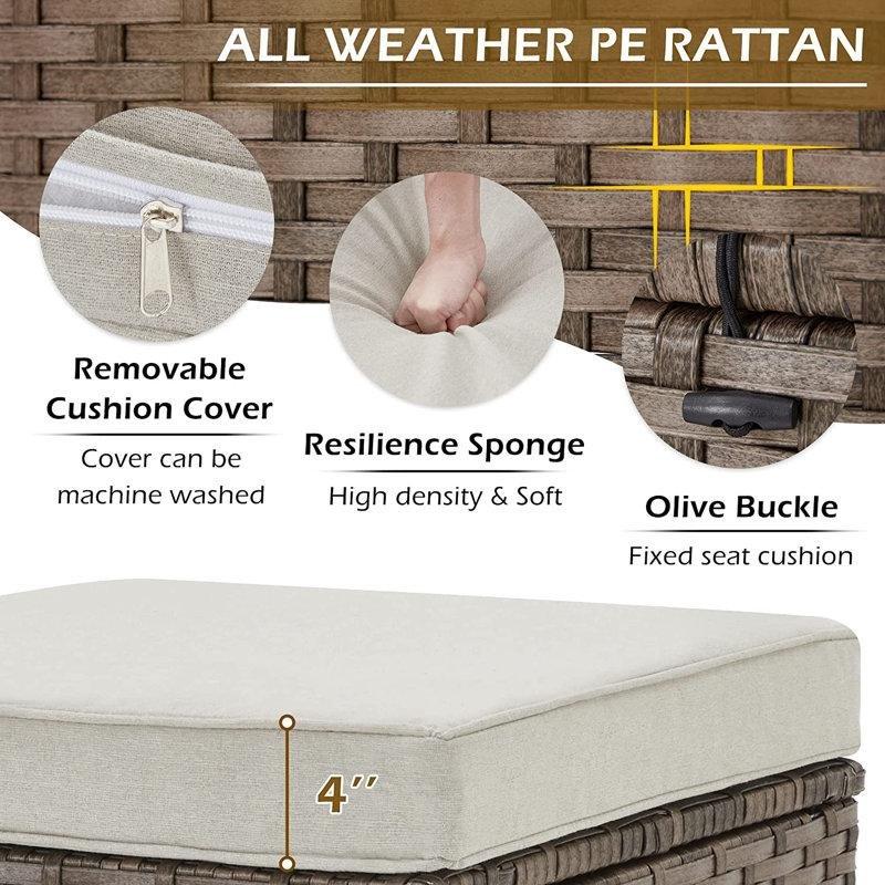 Kahverengi Rattan ve Alüminyum Minderli Depolamalı 7 Kişilik Bahçe Takımı - 209607