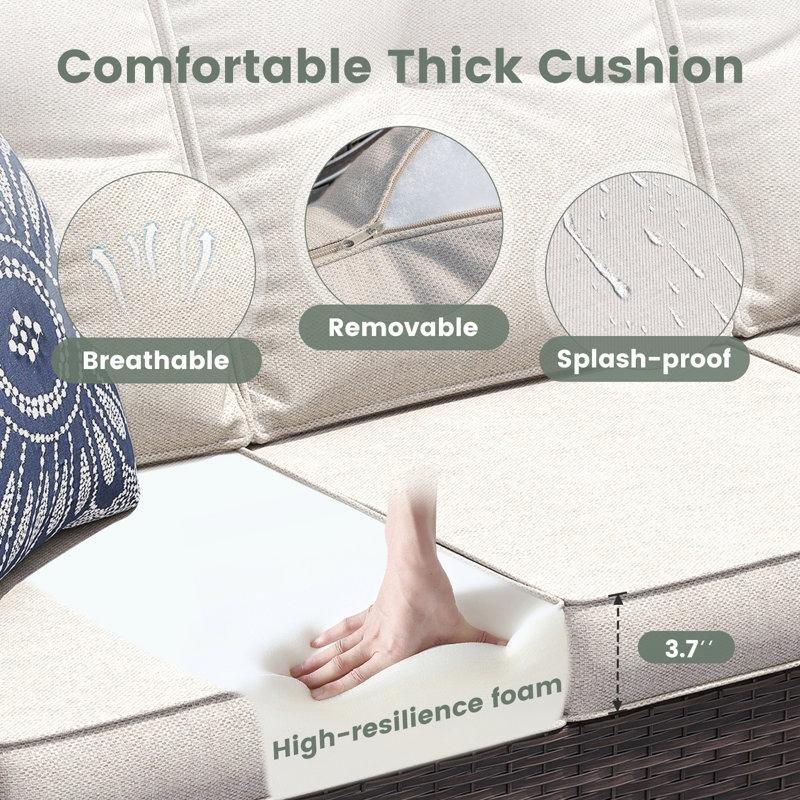 Kahverengi Rattan Yüksek Sırtlı Minderli Dış Mekan İkili Koltuk - 126 cm - 205744