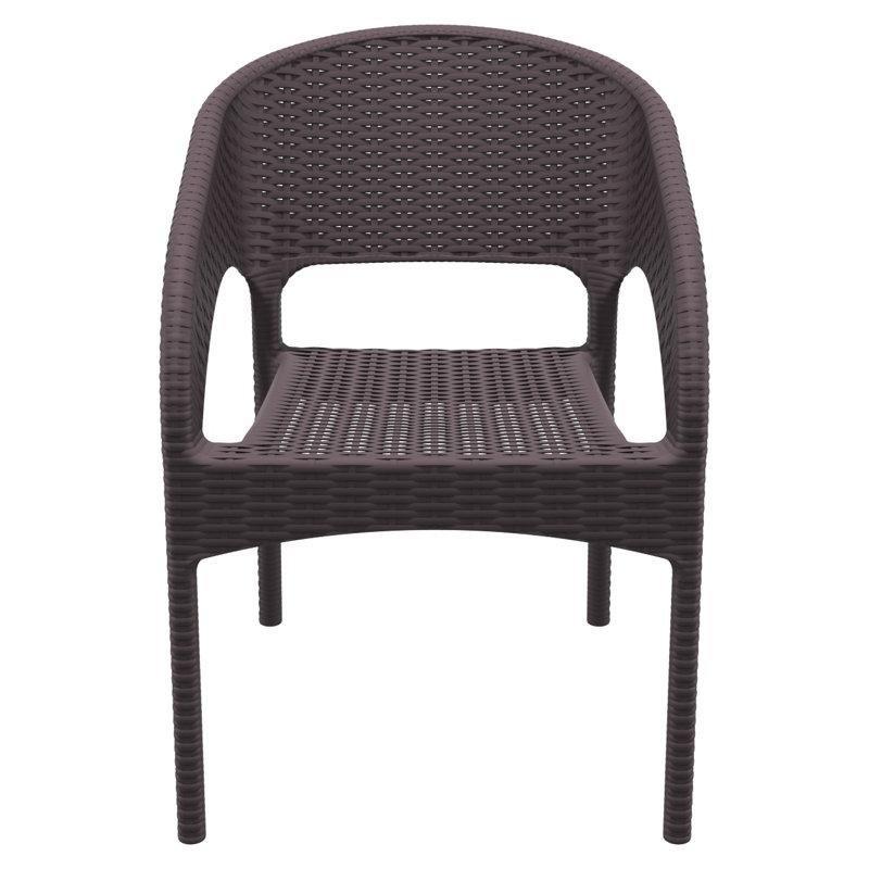 Kahverengi Reçine İstiflenebilir Kollu Bahçe Sandalyesi 2li Set - 173794