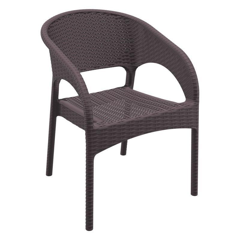 Kahverengi Reçine İstiflenebilir Kollu Bahçe Sandalyesi 2li Set - 173794