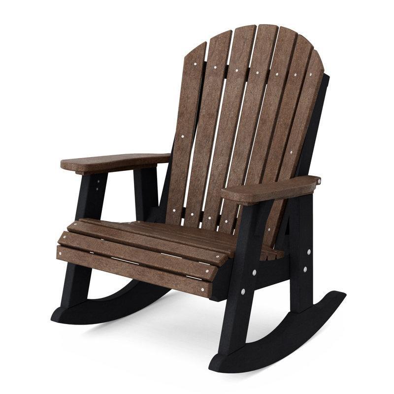 Kahverengi Rustik Ahşap Görünümlü Adirondack Sallanan Sandalye - 218726