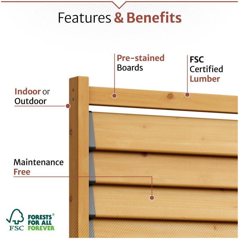 Kahverengi Sedir Ağacı Ayarlanabilir Panjurlu Ayaklı Bahçe Paravanı - 187x97 cm - 173133