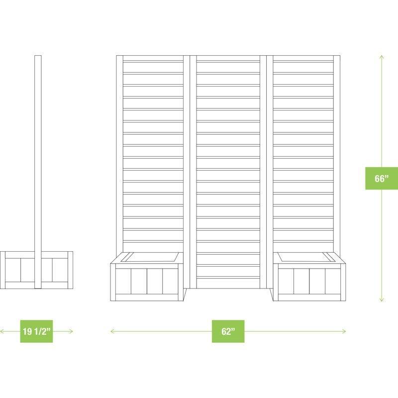 Kahverengi Sedir Ağacı Saksılı 3 Panelli Ayaklı Bahçe Paravanı - 158 cm - 172919