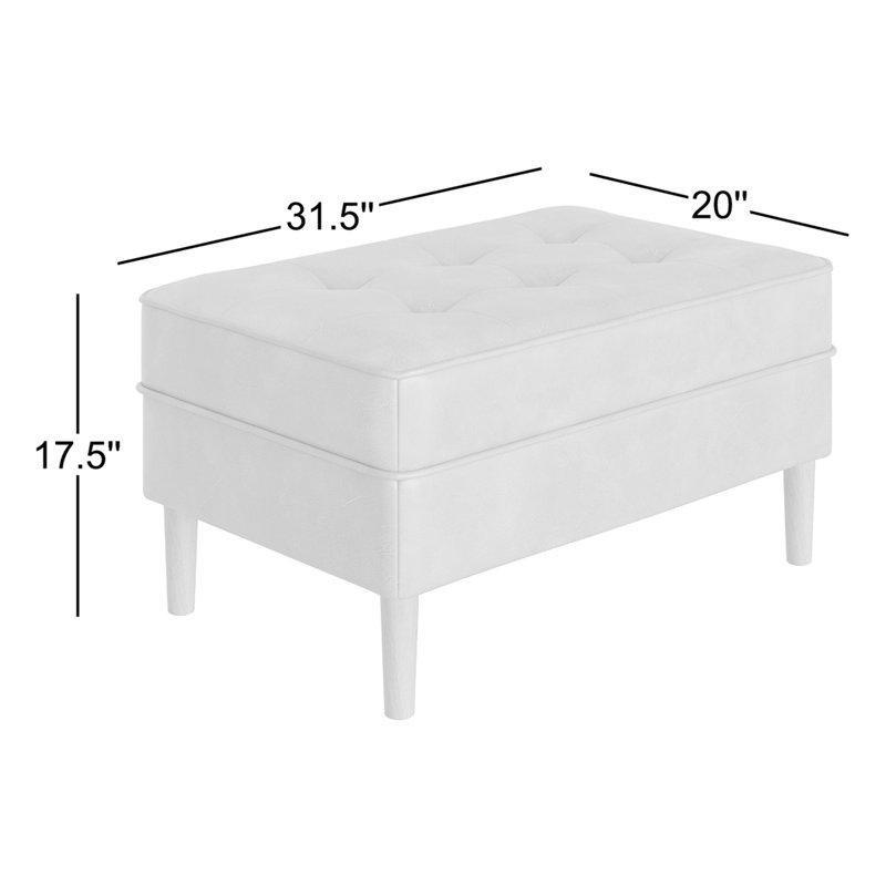 Kahverengi Suni Deri Masif Ahşap Ayaklı Düğme Kapitoneli Puf - 81 cm - 164917