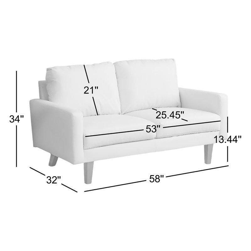 Kahverengi Suni Deri Masif Ahşap Kare Kolçaklı İkili Koltuk - 148 cm - 206696