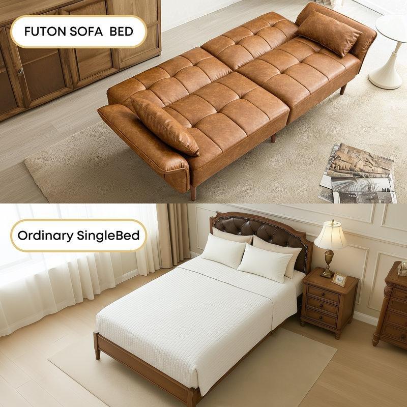 Kahverengi Suni Deri Yataklı Ayarlanabilir Kolçaklı Koltuk - 178 cm - 197419