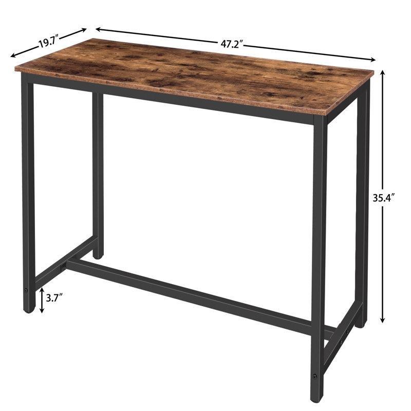 Kahverengi Sunta Siyah Metal Ayaklı Dikdörtgen Bar Masası - 120x51x90 cm - 232004