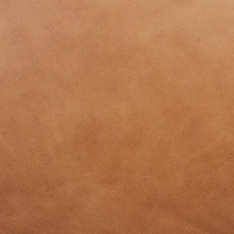 Kahverengi Tam Damarlı Deri El Kapitoneli Masif Ahşap Ayaklı Puf - 89x67 cm - 164986