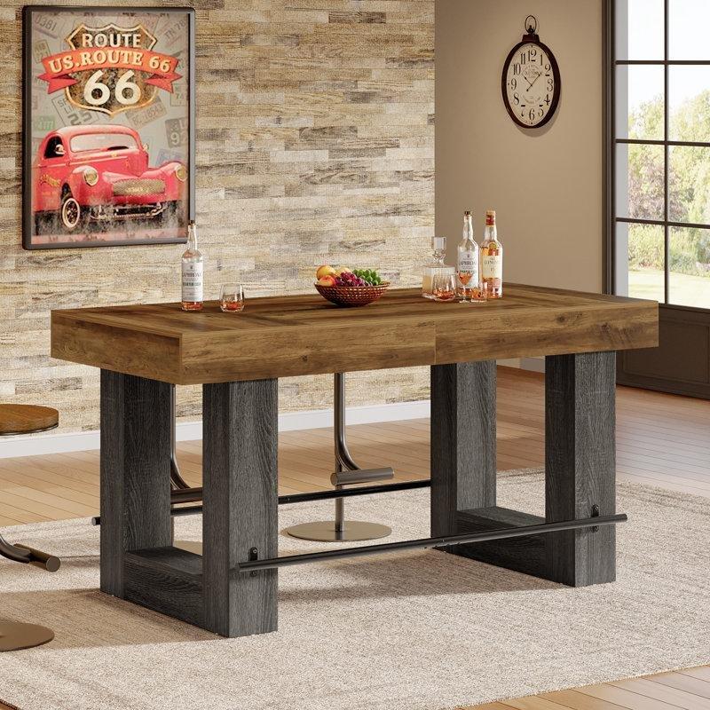 Kahverengi ve Gri MDF Çapraz Ayaklı Bar Masası - 160x80 cm - 231509