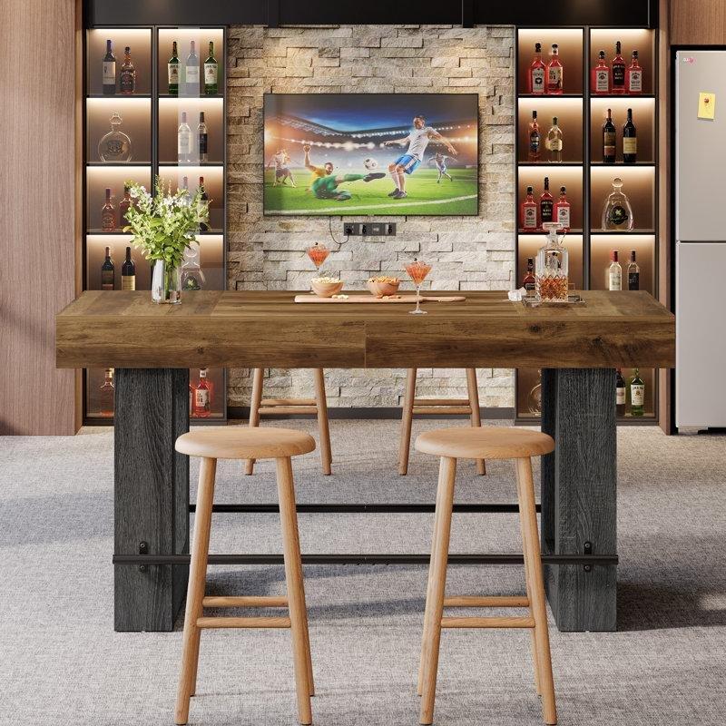Kahverengi ve Gri MDF Çapraz Ayaklı Bar Masası - 160x80 cm - 231509