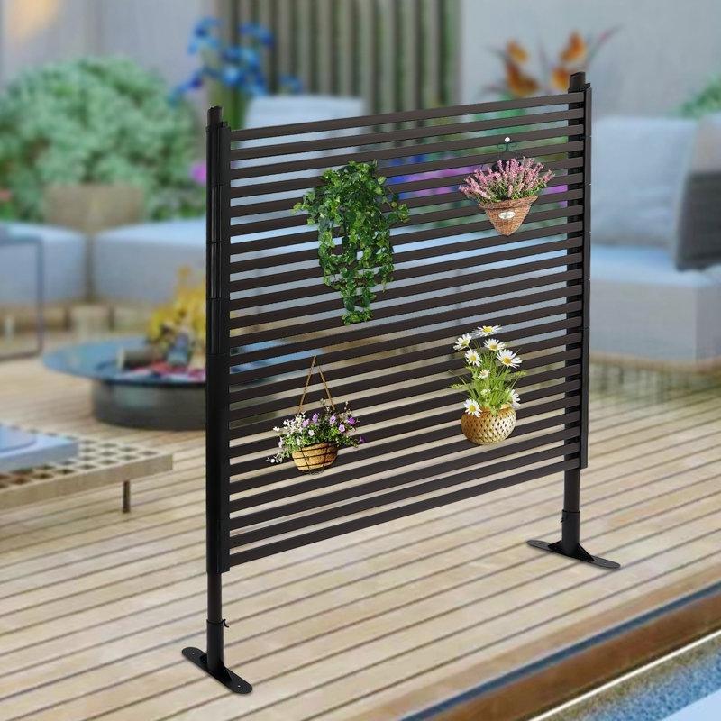 Kahverengi ve Siyah Çelik Ayarlanabilir Yükseklikli Ayaklı Bahçe Paravanı - 120x150 cm - 172726