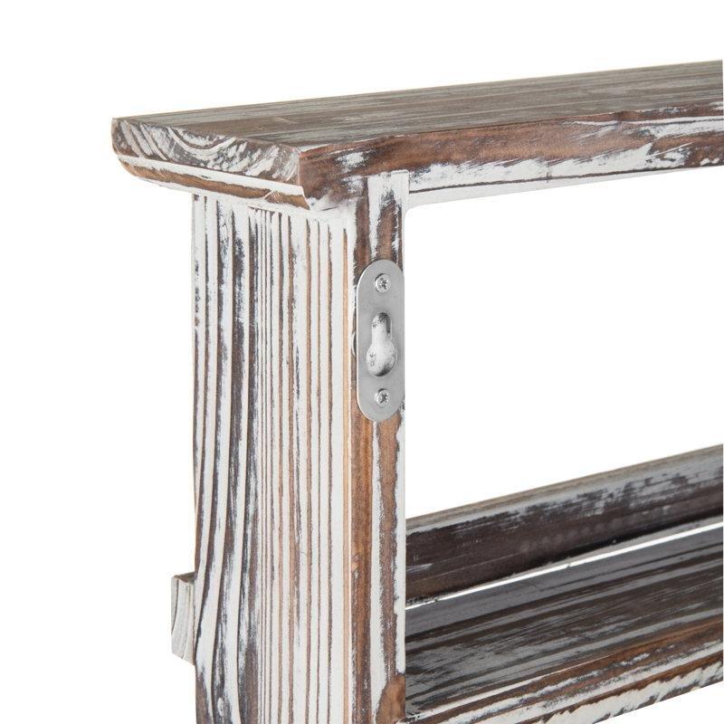 Kahverengi Yakma Ahşap 4 Katlı Duvara Monte Mutfak Rafı - 65x53 cm - 163786