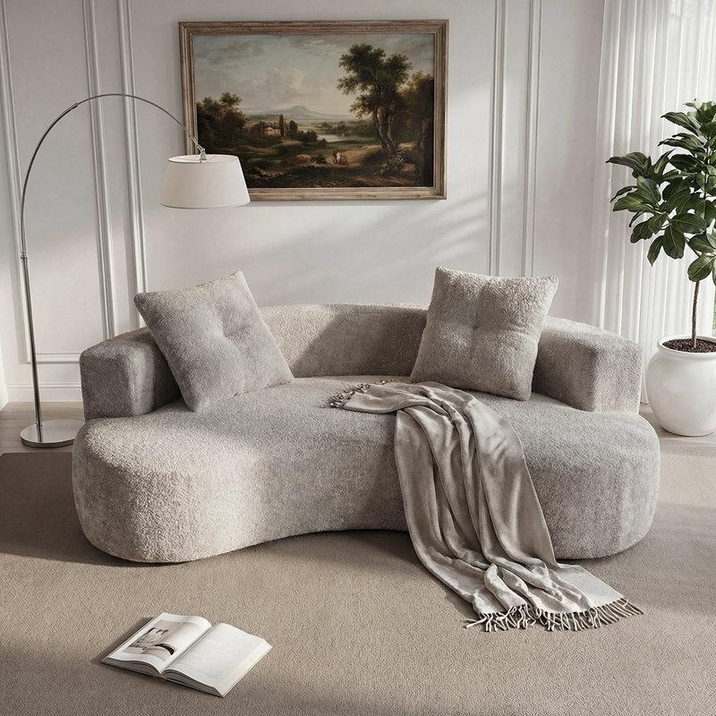 Kamel Şönil Kumaş Kavisli İkili Koltuk - 202 cm - 206232