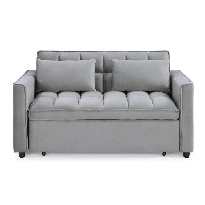 Kapitoneli Kadife Cepli Yatak Olan İkili Koltuk - 141 cm - 196777