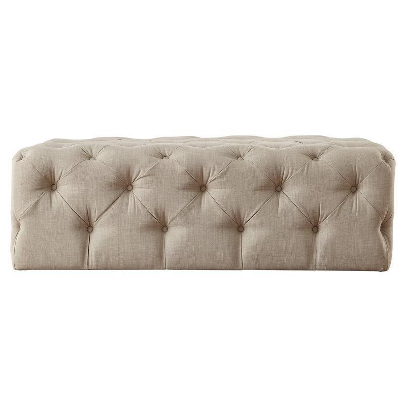 Kapitoneli Keten Tekerlekli Dikdörtgen Orta Sehpa Puf - 124 cm - 164980