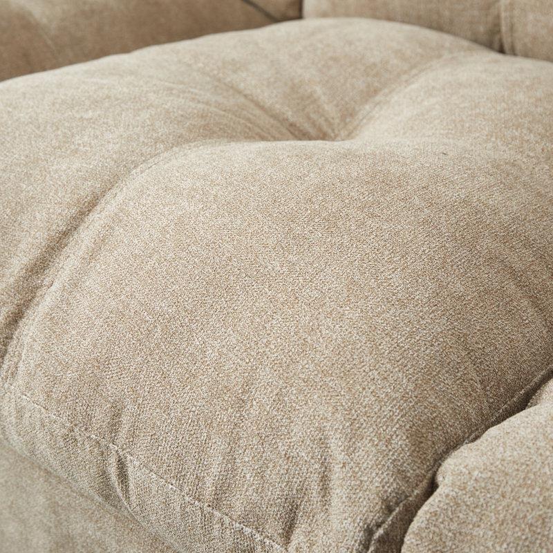 Kapitoneli Pamuk Kumaş Yastık Kollu Masif Ahşap Koltuk Takımı - 191776