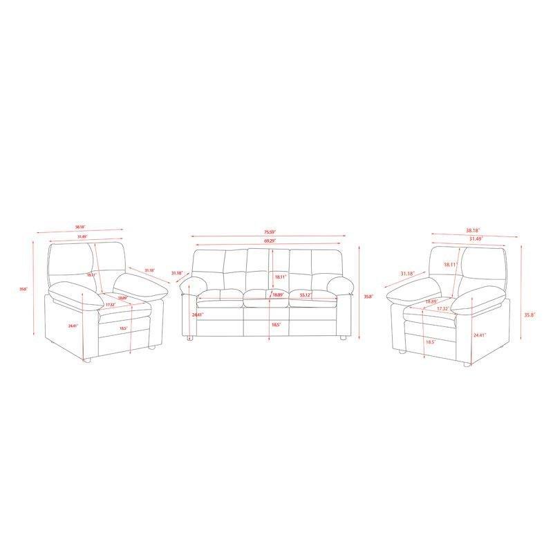 Kapitoneli Pamuk Kumaş Yastık Kollu Masif Ahşap Koltuk Takımı - 191776