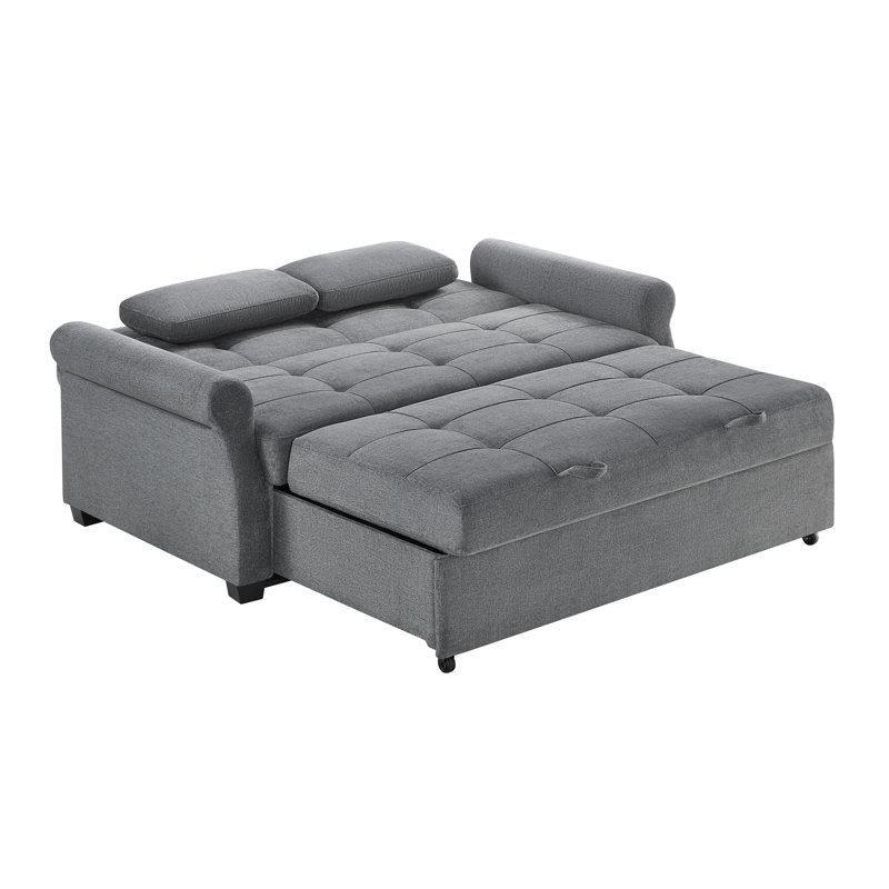 Kapitoneli Sırtlı Kıvrık Kollu Masif Ahşap Yataklı Koltuk - 185 cm - 195806