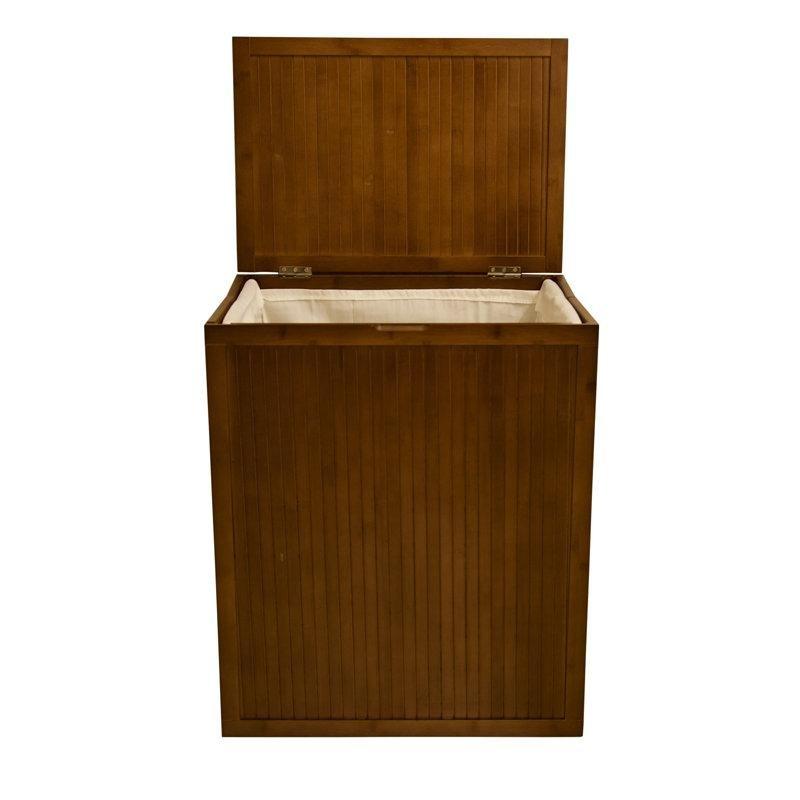 Karamel Bambu Katlanır Kapaklı Kulplu Çamaşır Sepeti - 60x51x35 cm - 187211