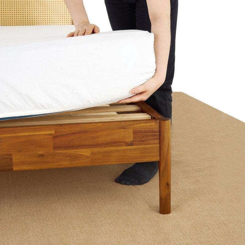 Karamel Rattan Başlıklı Masif Akasya Ağacı Platform Bohem Karyola - Queen Boy - 182306