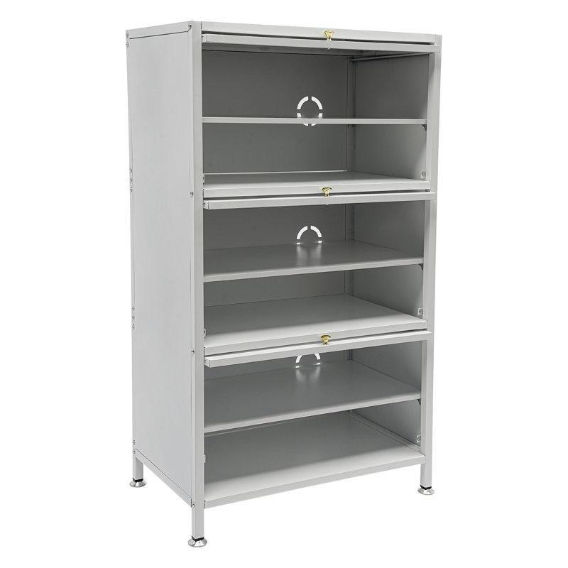 Karbon Çeliği 6 Raflı 3 Kapaklı Çekmeceli Ayakkabılık Dolap - 60x35x108 cm - 228917